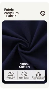 Close-up of 100% cotton dark blue sweatshirt fabric showing soft breathable texture