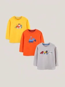 T-Shirt Manches Longues en Coton pour Garçons Automne Tricoté Col Rond Imprimé Camion Dessin Animé Tops Décontractés
