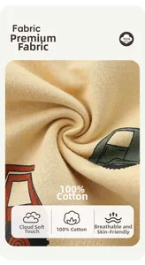 Détail du tissu 100% coton avec imprimé camion de dessin animé sur pantalon enfant