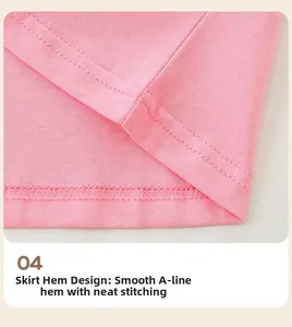 Close-up of pink A-line skirt hem showing neat double-needle stitching and smooth fabric