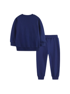 Survêtement bleu foncé pour enfant avec sweat à col rond et pantalon à bords côtelés