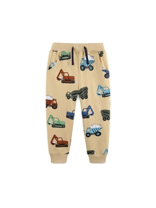 Pantalon de jogging kaki pour garçon avec motifs de chantier et cordon de serrage taille