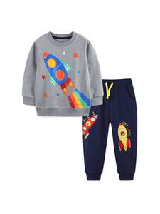 Ensemble haut gris fusée et pantalon jogging bleu marine à manches longues pour garçon