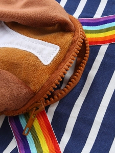 Robe rayée à manches longues pour filles avec sangles arc-en-ciel et patch en étoile