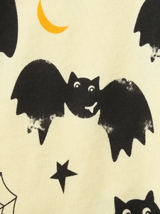 Boys Halloween sports pants featuring bat and moon prints on soft knit fabric