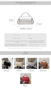 Detailed size specifications for a retro crossbody bag with dimensions and PU material info