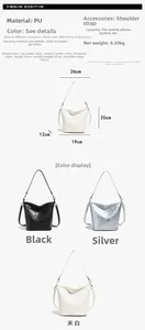 Detailmaße und Farbvarianten für die minimalistische PU-Leder Beuteltasche für Damen