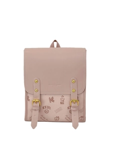 Sac à dos vintage rose style collège avec imprimé ours et texture en cuir de qualité