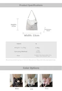 Detailed dimension guide and specifications for large canvas tote bag with cloud charm
