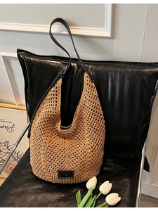 Women Woven Hobo Shoulder Bag Hollow Out Crochet Handbag With Leather Strap Large Capacity Bohemian Beach Tote For Daily Vacation