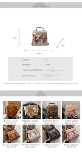 Detailed size specifications and color options for the cartoon pattern mini backpack