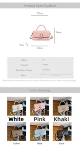 Detailed size specifications and six color options for the croc-effect crossbody handbag