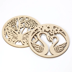 Wooden Laser Cut Hollow Coaster Swan Heart Butterfly Floral Pattern Heat Resistant Table Mat DIY Bag Base Home Decor
