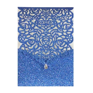 Couverture d'Invitation de Mariage en Papier Pailleté Découpé au Laser Porte-Invitation Européen Élégant pour Fête de Fiançailles