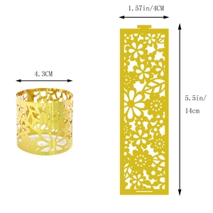 Detailed view of golden laser-cut floral paper lantern wrap with size specifications