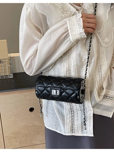 Fashion Women Quilted Diamond Pattern Cylinder Shoulder Bag Silver Chain PU Leather Small Crossbody Pillow Purse