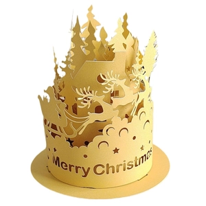 Paralume natalizio in carta 3D dorata con renne e design intagliato Merry Christmas