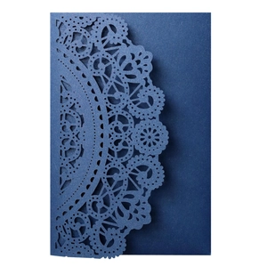 European Vintage Lace Laser Cut Wedding Invitation Cover Artificial Pearl Paper Hollow Floral Greeting Card For Party Celebration
