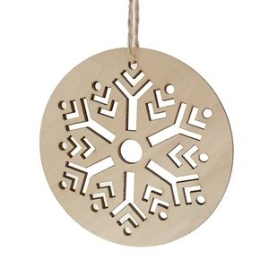 Christmas Wooden Snowflake Tree Hanging Ornaments Laser Cut Wood Slice DIY Crafts For Xmas Tree Party Home Decoration