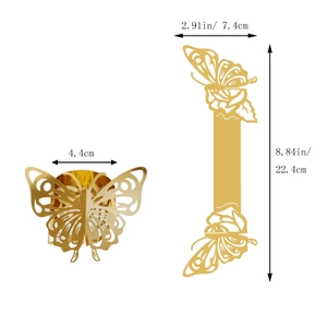 Detailed view of golden butterfly napkin ring dimensions with polished mirror finish