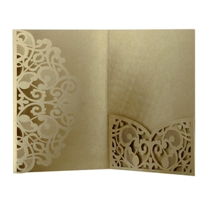 Couvertures d'Invitation de Mariage Découpées au Laser Européen Filigrane Coque de Carte de Voeux en Papier Perlé