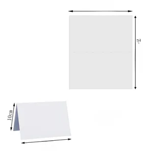 Flat and folded ice white table cards with dimensions 15x20cm for wedding seating