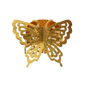Laser-cut 3D gold butterfly napkin ring with sparkling glitter finish for party decor