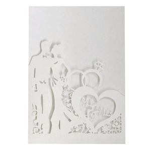 Laser Cut Wedding Invitations Pearlescent Paper Hollow Heart Ring Pattern Mr And Mrs Greeting Cards For Marriage Decor