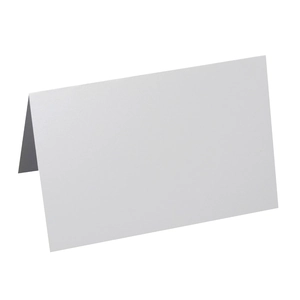 Close-up of a premium white 250g matte paper place card with a hollow foldable design