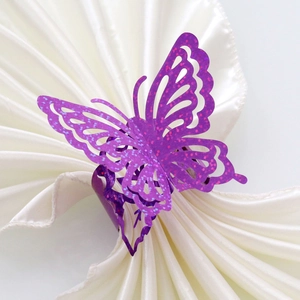 Laser Cut Hollow Butterfly Napkin Rings Paper Glitter 3D Rose Design For Wedding Banquet Table Decoration Party Supplies