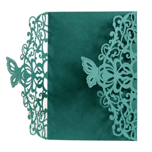 Laser Cut Butterfly Wedding Invitation Covers Hollow Out Lace Greeting Cards Glitter Paper Engagement Invitation Shell