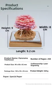 Detailed laser-cut cherry tree 3D paper art notepad with high-quality special paper