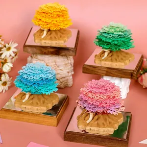 3D Paper Carving Memo Pad Tree House Model With Wood Base Acrylic Cover Creative Decorative Laser Cut Specialty Paper Note Pad