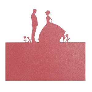 Detailed laser-cut glitter paper bride and groom silhouette card for wedding decor