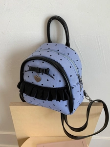 Mini sac à dos à rayures bleues et blanches avec motifs cœurs, nœuds et volants