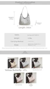 Detailed size specifications for the jacquard tote bag showing 34x37x11cm dimensions