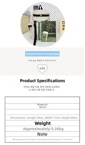 Detailed size specifications of the off-white nylon travel backpack with 34x11x44cm dimensions