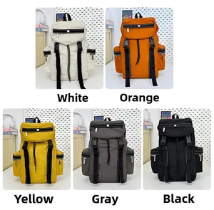 Collage of colorful travel backpacks showing multiple color options in nylon material