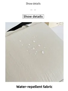 Close-up of beige water-repellent fabric detail on the travel outdoor backpack