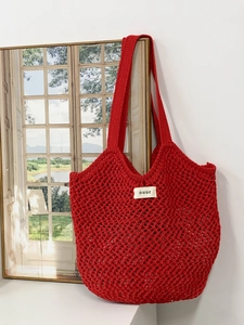 Sac Cabas Décontracté en Paille de Papier Tissé Ajouré pour Femmes Sac à Épaule en Crochet pour Vacances à la Plage Sac Artistique
