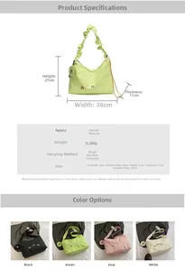 Tableau des tailles pour grand sac cabas plissé avec dimensions et détails du matériau