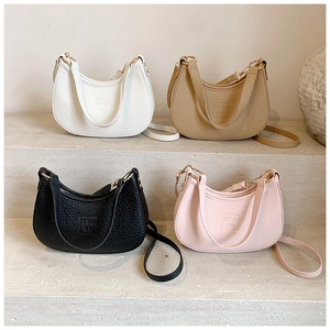 Litchi pattern leather hobo bags in white, brown, black and pink colors