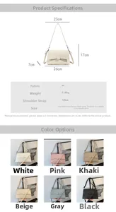 Detailed size chart and multi-color options for the minimalist PU leather shoulder bag