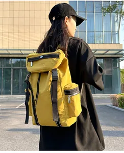 Outdoor ginger yellow functional backpack with contrast straps and buckle detail