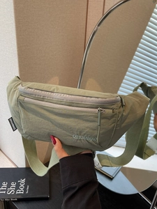 Minimalist sage green nylon sling bag for outdoor cycling and daily casual crossbody wear