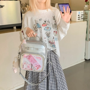 Sac Ita argenté avec fenêtre transparente pour breloques anime et pendentif lapin