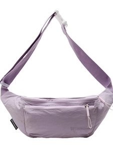 Minimalist light purple crossbody chest bag with adjustable strap and multiple pockets