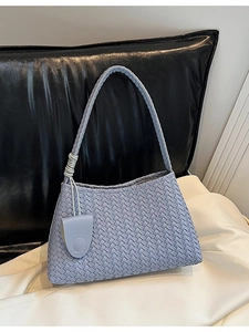 Women Woven PU Leather Shoulder Bag Large Capacity Fashion Underarm Tote Bag With Detachable Small Pouch Handbag