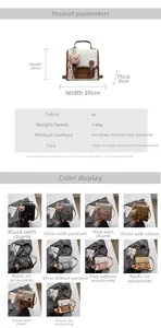 Tableau des tailles et options de couleurs pour ce sac à dos en cuir PU imperméable