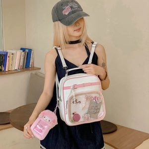 Sac à dos ita blanc style japonais avec fenêtre transparente et pendentif doux